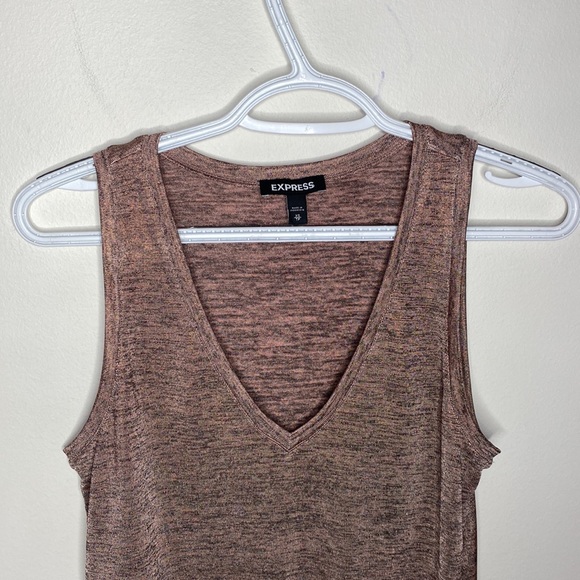 Express copper metallic rose gold cinched waist top with side tie size XS - Picture 3 of 9